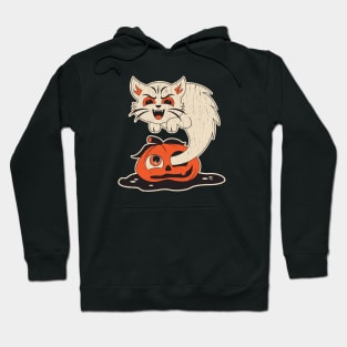 Vintage Halloween Ghost Cat and Pumpkin Hoodie